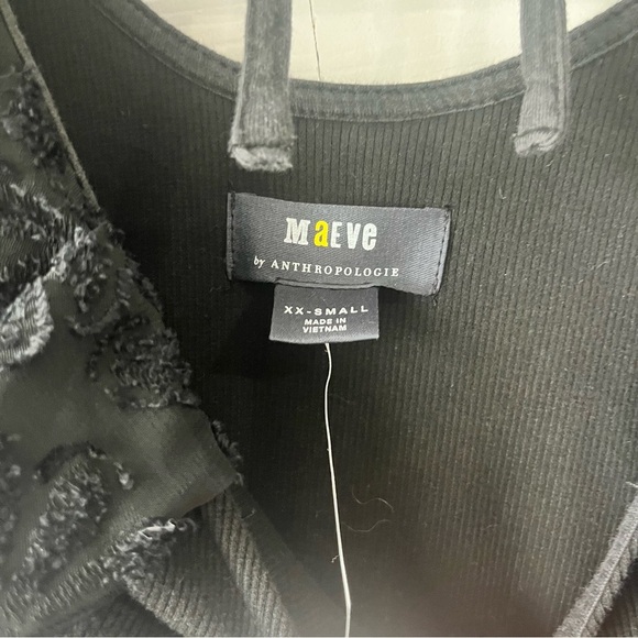 NWT Anthropologie Maeve Size XXS Draped-Sleeve Top Black - Picture 3 of 4